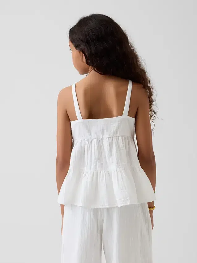 Çocuk Pamuklu Gazlı Kumaş Katlı Tank Top