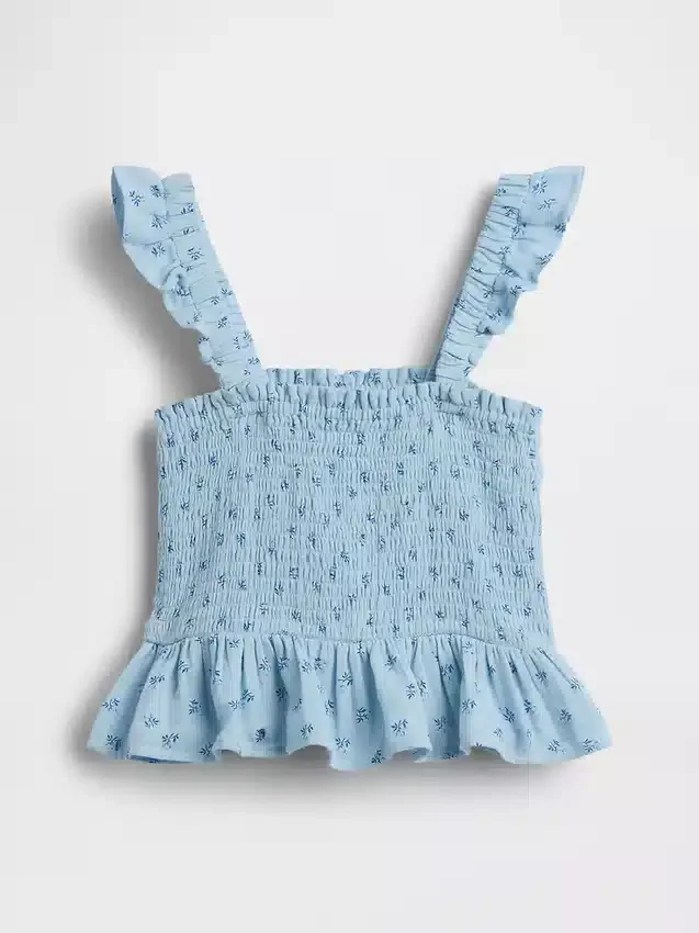 Çocuk Pamuklu Gazlı Smoklu Peplum Üst Giyim
