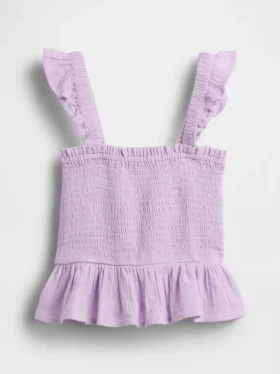 Çocuk Pamuklu Gazlı Smoklu Peplum Üst Giyim