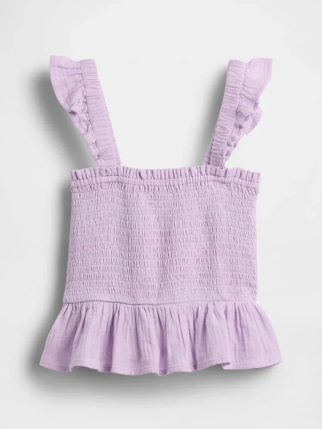 Çocuk Pamuklu Gazlı Smoklu Peplum Üst Giyim