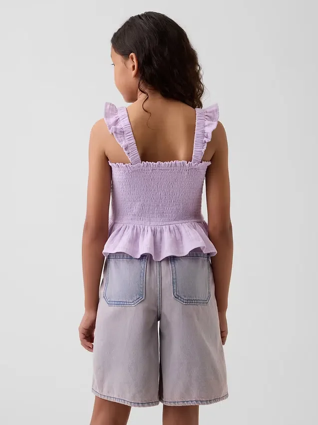 Çocuk Pamuklu Gazlı Smoklu Peplum Üst Giyim