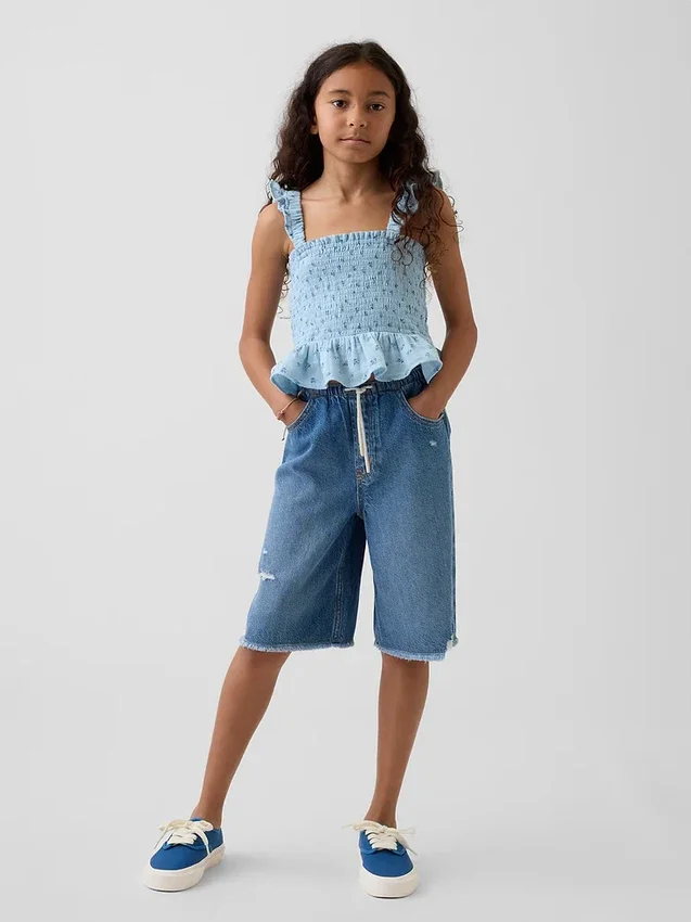 Çocuk Pamuklu Gazlı Smoklu Peplum Üst Giyim
