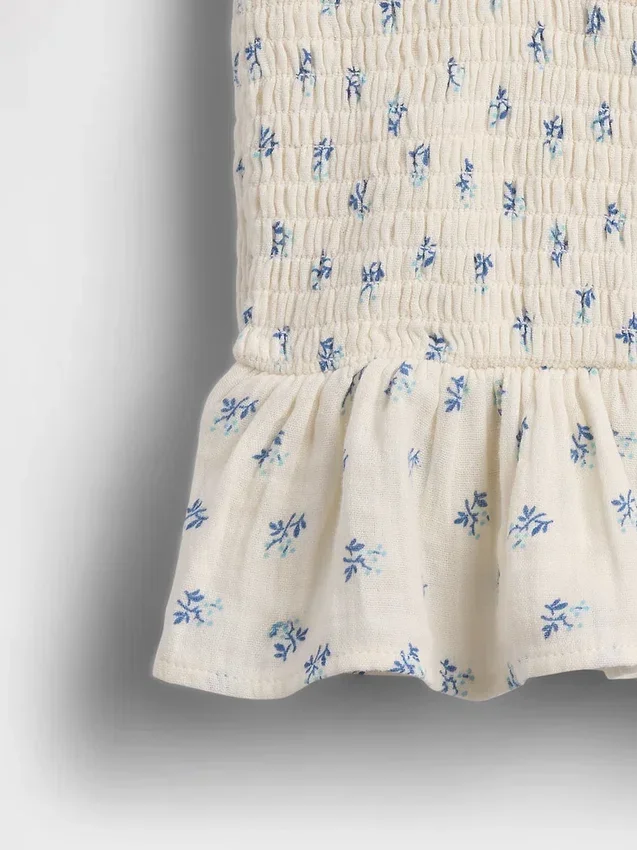 Çocuk Pamuklu Gazlı Smoklu Peplum Üst Giyim