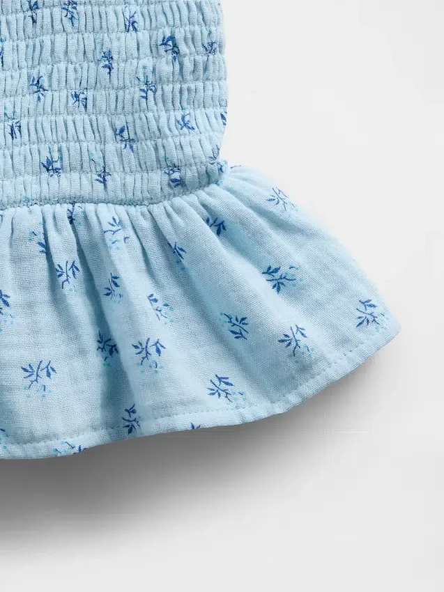 Çocuk Pamuklu Gazlı Smoklu Peplum Üst Giyim