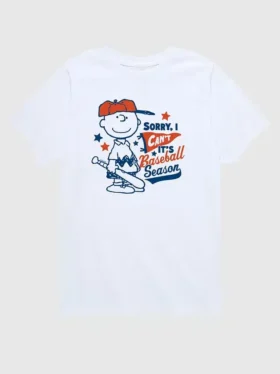Çocuk Peanuts Charlie Brown "Sorry I Can't" Beyzbol Sezonu Kısa Kollu Tişört