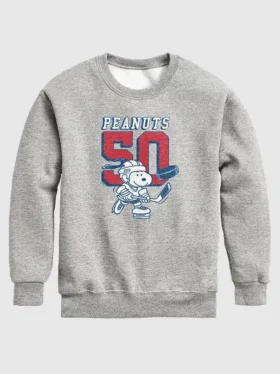 Çocuk Peanuts Snoopy Hokey Yuvarlak Yaka Polar Sweatshirt
