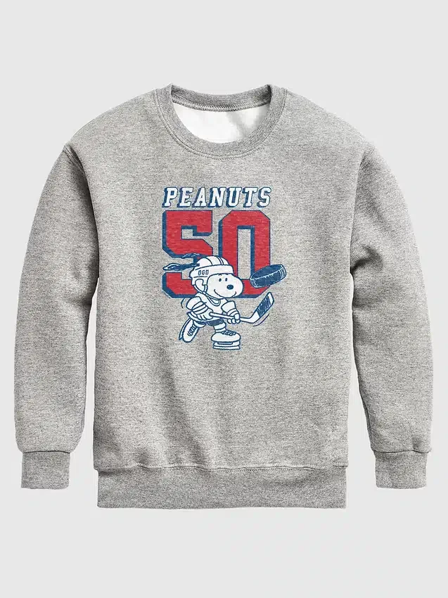 Çocuk Peanuts Snoopy Hokey Yuvarlak Yaka Polar Sweatshirt