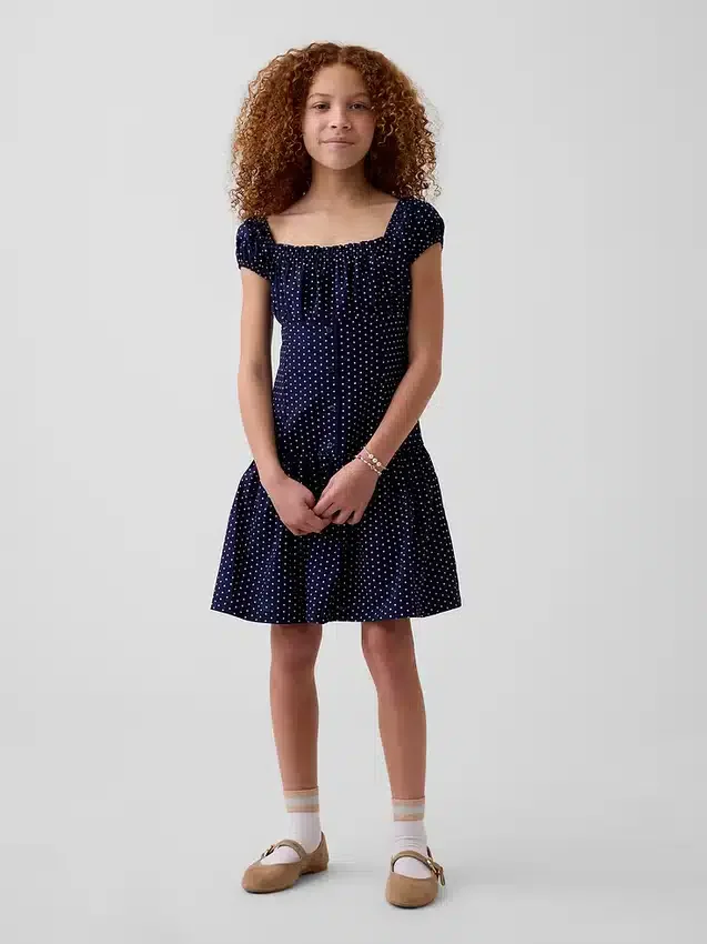 Çocuk Polka Noktalı Düşük Bel Elbise