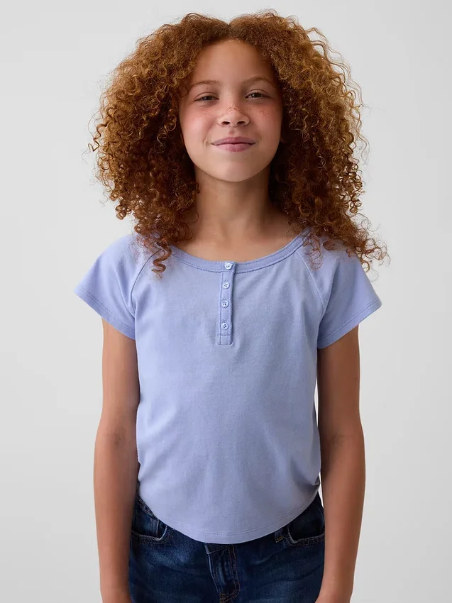 Çocuk Raglan Henley Tişört