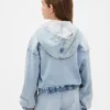 Çocuk Örme Denim Fermuarlı Kapüşonlu Sweatshirt