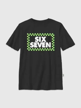 Çocuk Six Seven Kareli Grafik Tişört
