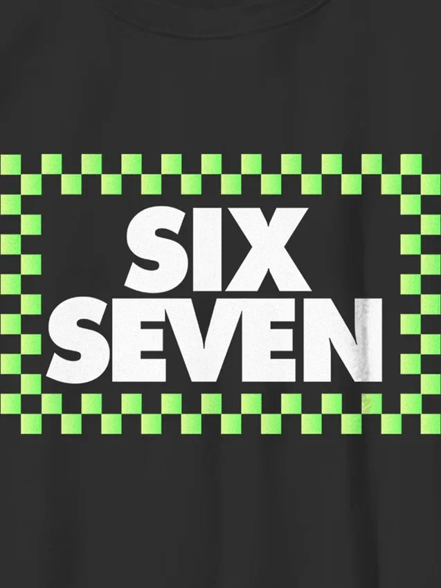 Çocuk Six Seven Kareli Grafik Tişört