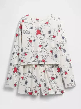 Çocuk Snoopy Geri Dönüştürülmüş Pijama Şortlar Seti
