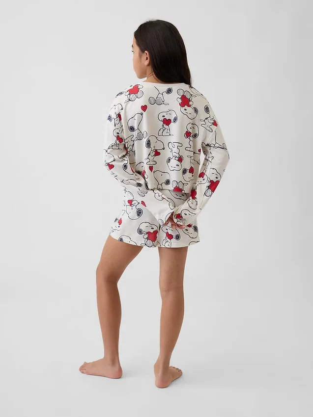 Çocuk Snoopy Geri Dönüştürülmüş Pijama Şortlar Seti