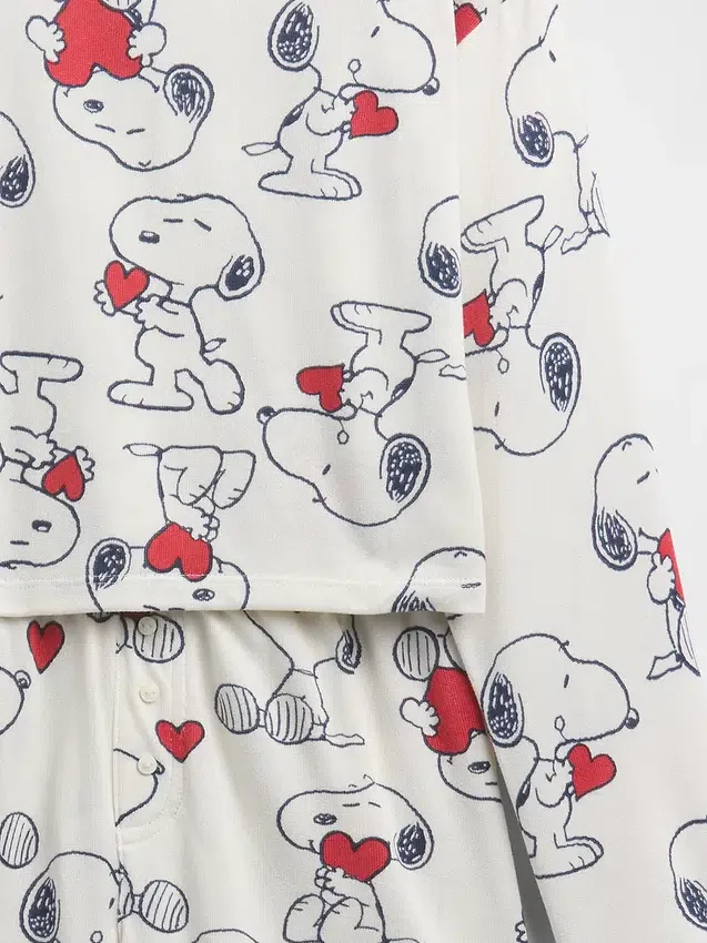 Çocuk Snoopy Geri Dönüştürülmüş Pijama Şortlar Seti