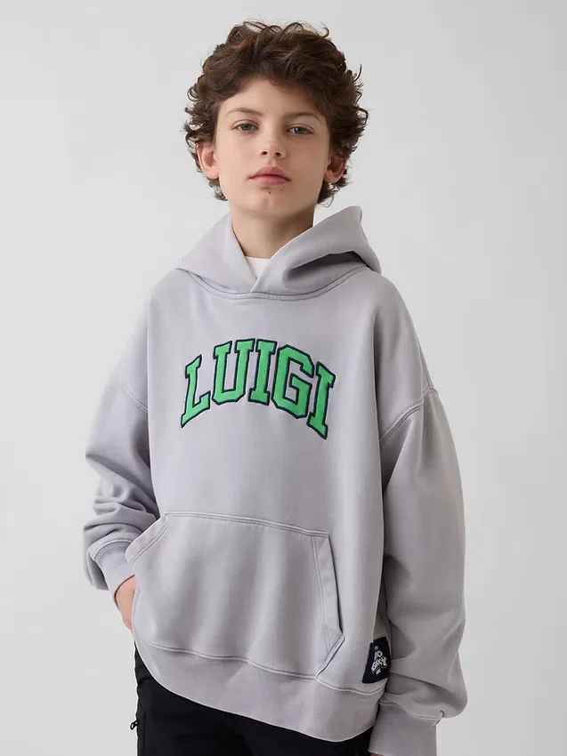 Çocuk Super Mario Vintagesoft Bol Kesim Kapüşonlu Sweatshirt