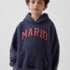 Çocuk Super Mario Vintagesoft Bol Kesim Kapüşonlu Sweatshirt