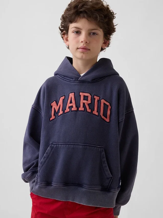 Çocuk Super Mario Vintagesoft Bol Kesim Kapüşonlu Sweatshirt