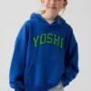 Çocuk Super Mario Vintagesoft Bol Kesim Kapüşonlu Sweatshirt