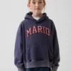 Çocuk Super Mario Vintagesoft Bol Kesim Kapüşonlu Sweatshirt