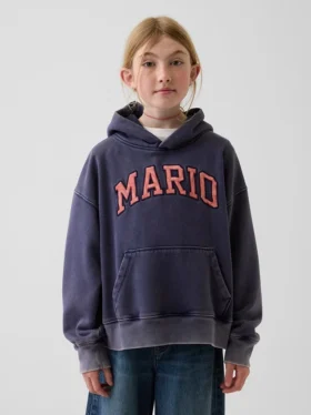 Çocuk Super Mario Vintagesoft Bol Kesim Kapüşonlu Sweatshirt