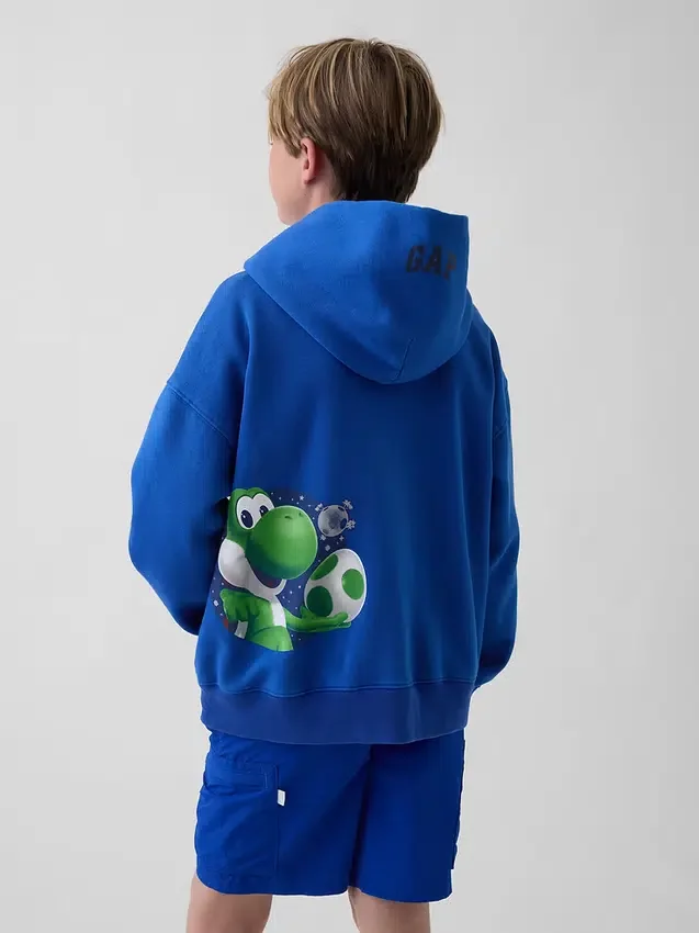Çocuk Super Mario Vintagesoft Bol Kesim Kapüşonlu Sweatshirt