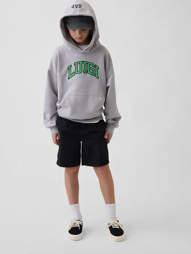 Çocuk Super Mario Vintagesoft Bol Kesim Kapüşonlu Sweatshirt