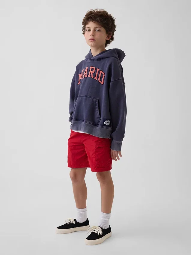 Çocuk Super Mario Vintagesoft Bol Kesim Kapüşonlu Sweatshirt