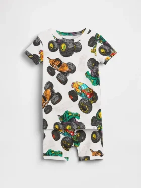 Çocuk ve Bebek Hot Wheels Organik Fırçalanmış Pamuklu Pijama Şortlar Seti