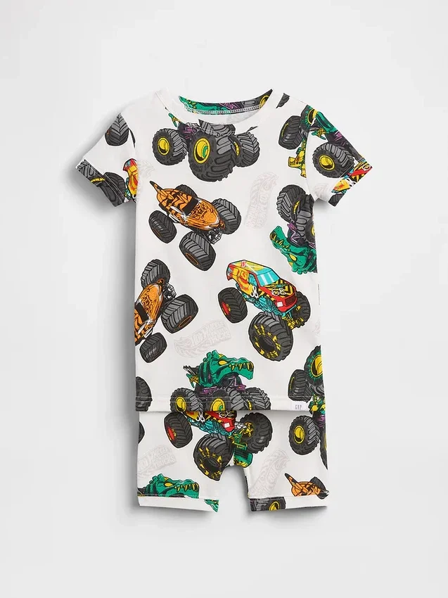 Çocuk ve Bebek Hot Wheels Organik Fırçalanmış Pamuklu Pijama Şortlar Seti