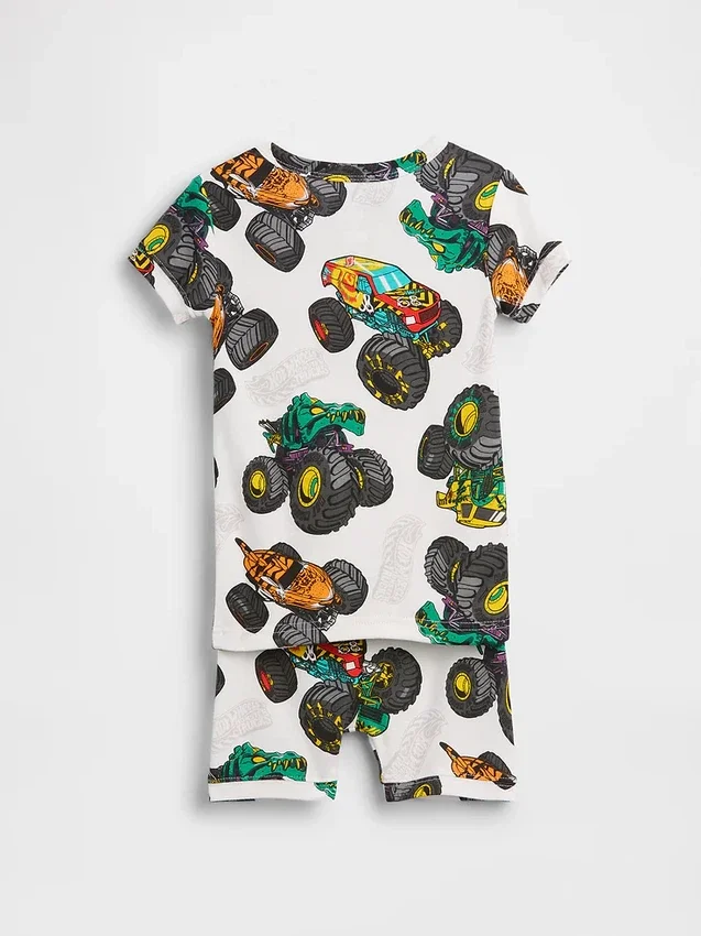 Çocuk ve Bebek Hot Wheels Organik Fırçalanmış Pamuklu Pijama Şortlar Seti