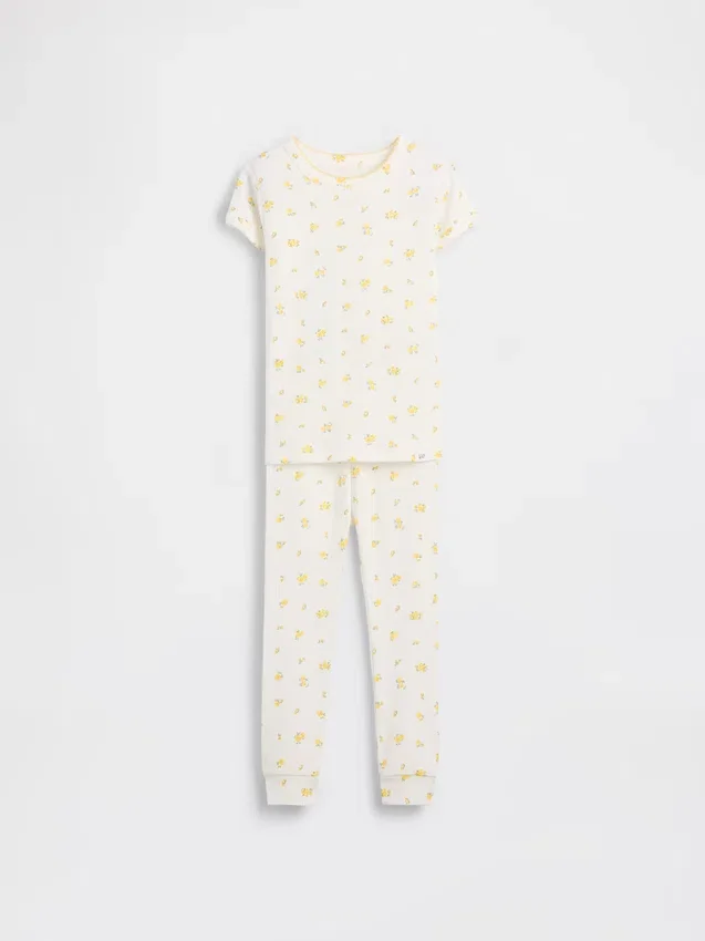 Çocuk ve Bebek Organik Fırçalanmış Pamuklu Pijama Seti