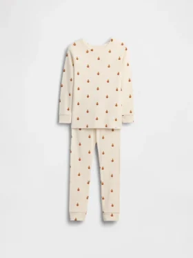Çocuk ve Bebek Organik Fırçalanmış Pamuklu Pumpkin Bear Pijama Seti