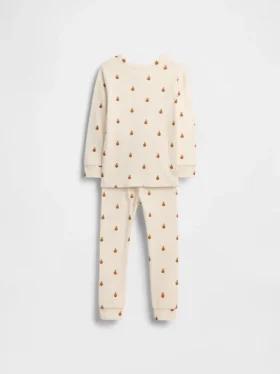 Çocuk ve Bebek Organik Fırçalanmış Pamuklu Pumpkin Bear Pijama Seti