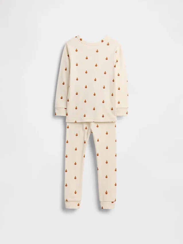 Çocuk ve Bebek Organik Fırçalanmış Pamuklu Pumpkin Bear Pijama Seti