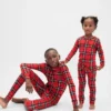 Çocuk ve Bebek Organik Fırçalanmış Pamuklu Tatil Pijama Seti