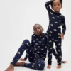 Çocuk ve Bebek Organik Fırçalanmış Pamuklu Tatil Pijama Seti