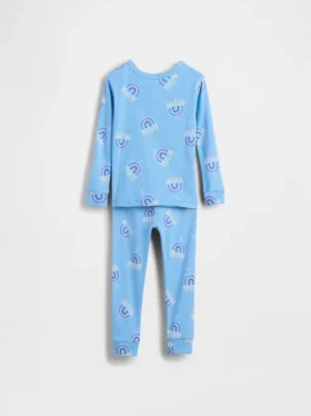 Çocuk ve Bebek Organik Fırçalanmış Pamuklu Tatil Pijama Seti