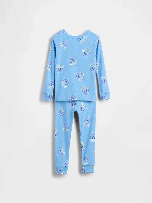Çocuk ve Bebek Organik Fırçalanmış Pamuklu Tatil Pijama Seti