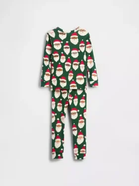Çocuk ve Bebek Organik Fırçalanmış Pamuklu Tatil Pijama Seti
