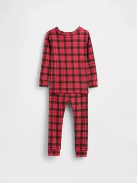 Çocuk ve Bebek Organik Fırçalanmış Pamuklu Tatil Pijama Seti