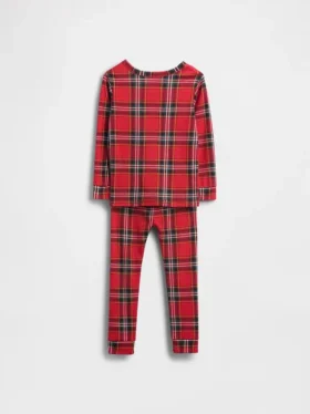 Çocuk ve Bebek Organik Fırçalanmış Pamuklu Tatil Pijama Seti