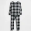 Çocuk ve Bebek Organik Fırçalanmış Pamuklu Tatil Pijama Seti