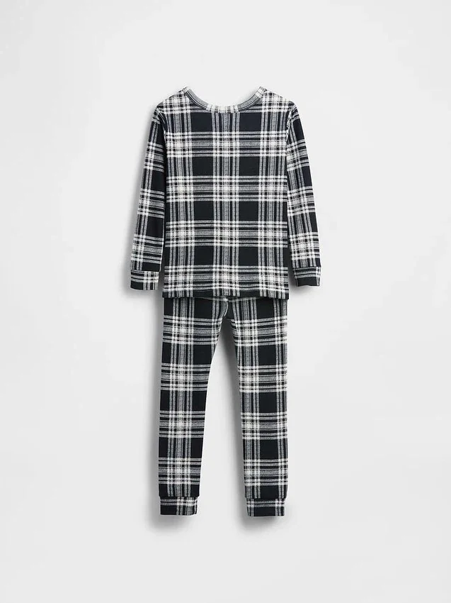 Çocuk ve Bebek Organik Fırçalanmış Pamuklu Tatil Pijama Seti