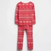 Çocuk ve Bebek Organik Fırçalanmış Pamuklu Tatil Pijama Seti