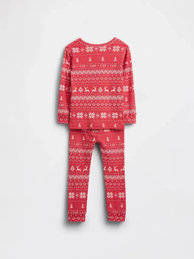 Çocuk ve Bebek Organik Fırçalanmış Pamuklu Tatil Pijama Seti