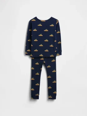 Çocuk ve Bebek Organik Fırçalanmış Pamuklu Tatil Pijama Seti
