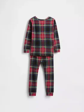 Çocuk ve Bebek Organik Fırçalanmış Pamuklu Tatil Pijama Seti