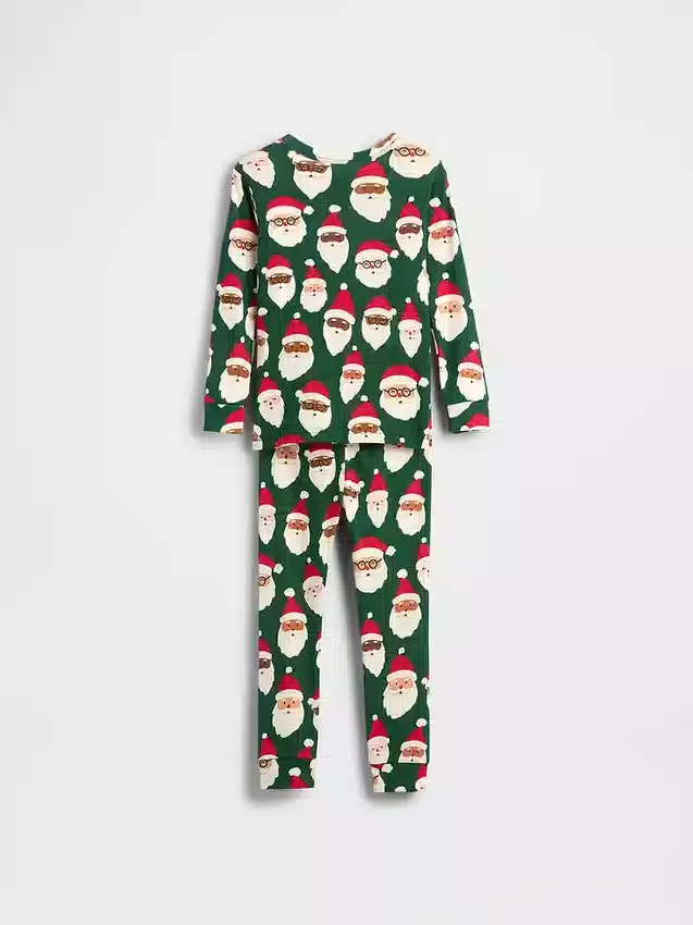 Çocuk ve Bebek Organik Fırçalanmış Pamuklu Tatil Pijama Seti