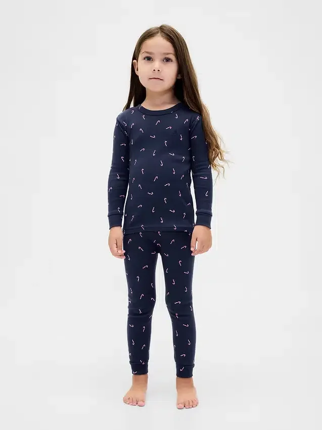 Çocuk ve Bebek Organik Fırçalanmış Pamuklu Tatil Pijama Seti